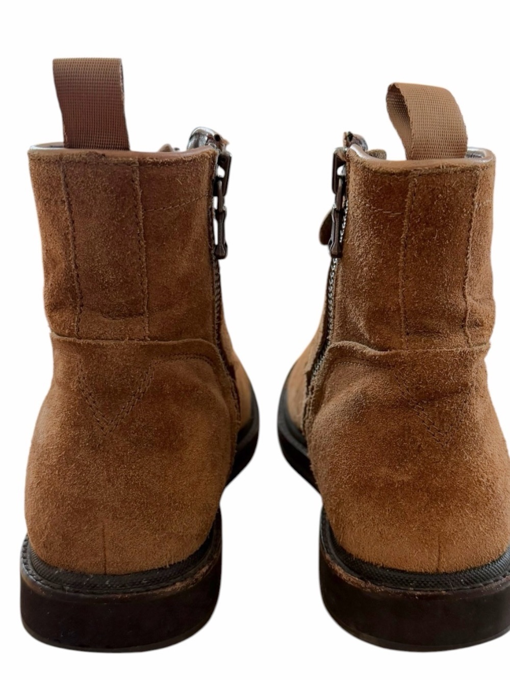 John Varvatos Star USA Brown Suede Dual Zip & Lace Combat Boots Sz 9.5 - Picture 8 of 9